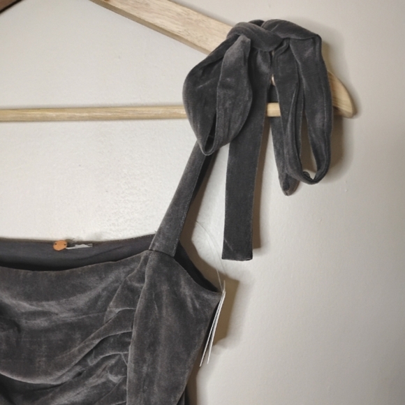 NWT Free People Haven Velvet Bodysuit Size XS Tie Shoulder - Picture 5 of 14